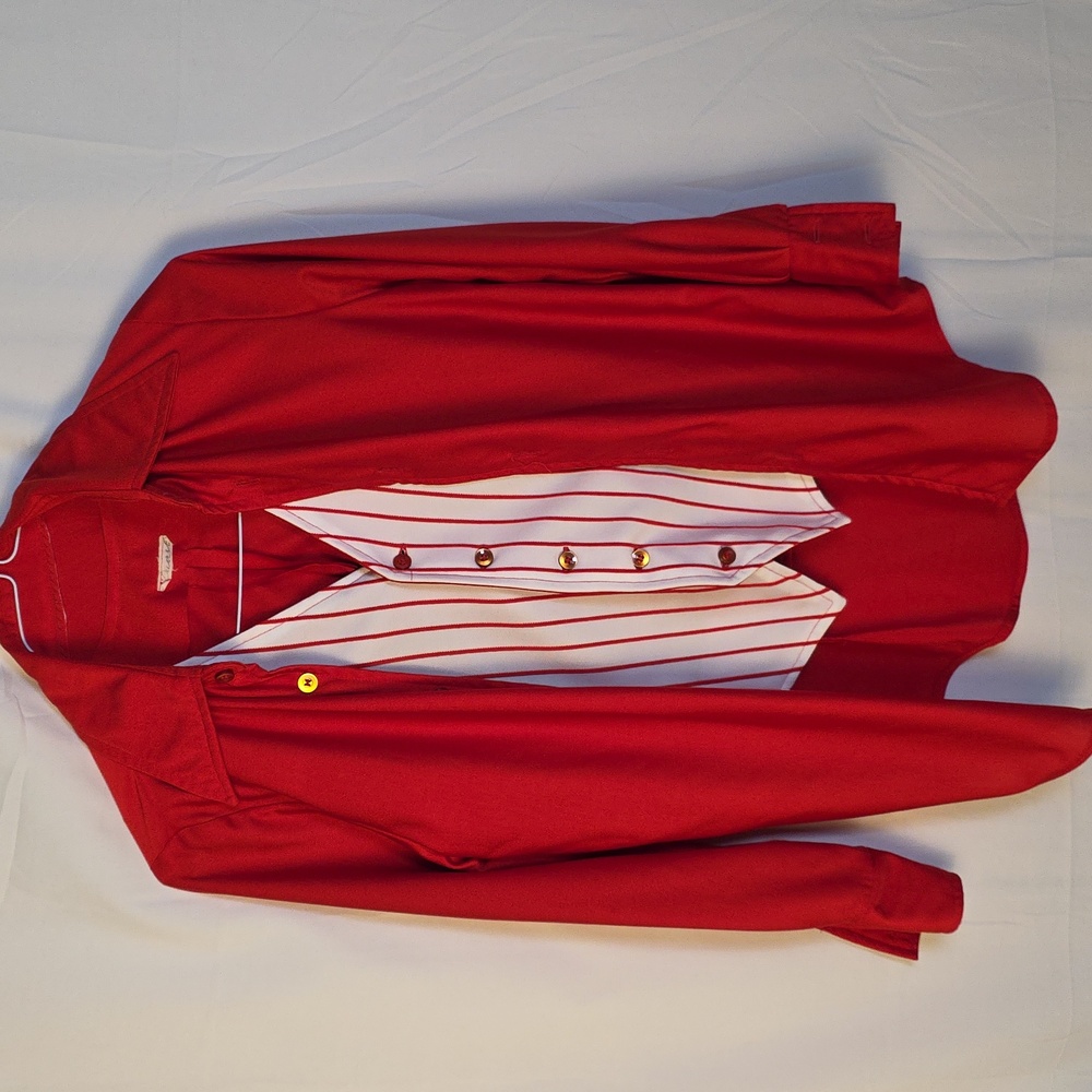 Vintage Red and White Striped Vest Shirt Combo